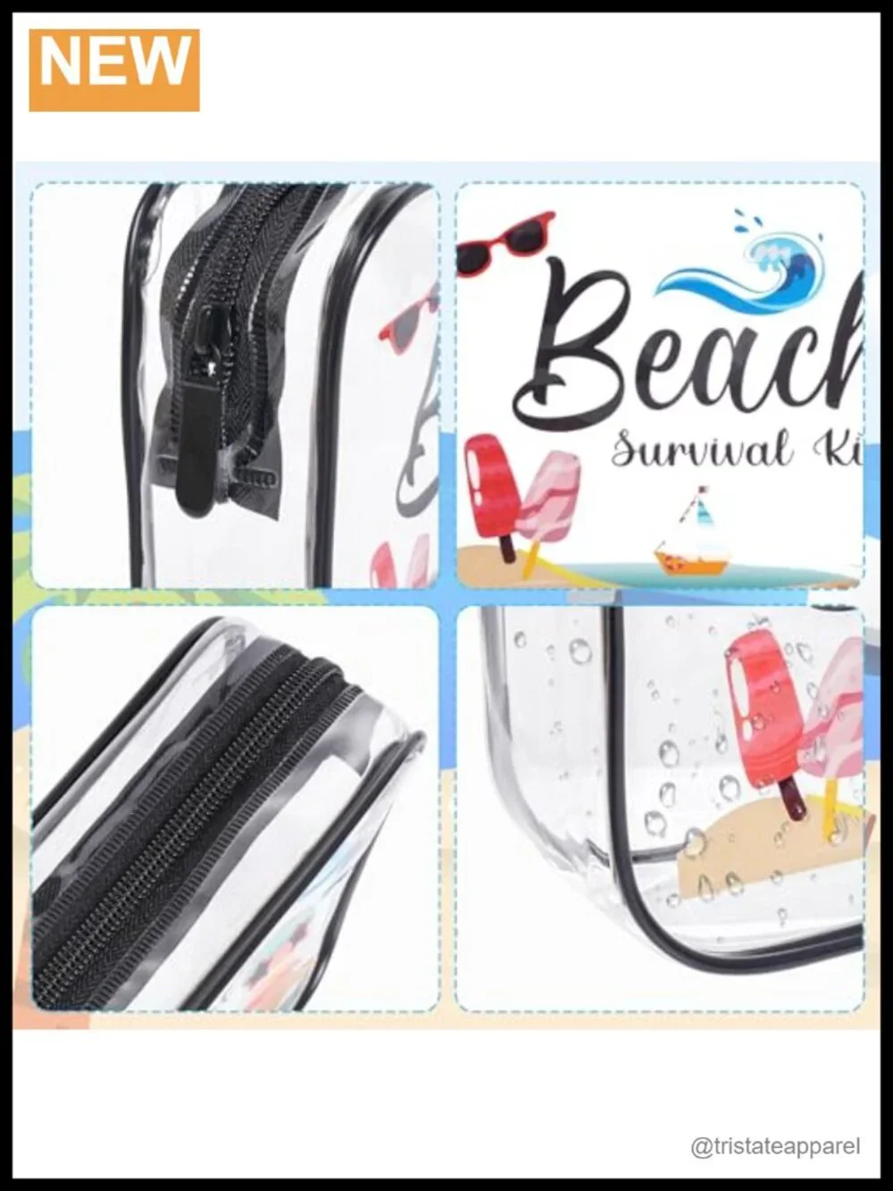 4-Pack Waterproof PVC Clear Cosmetic Bags Beach Summer Travel Toiletry Pouches